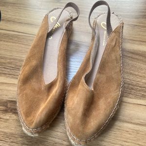 Tan Suede Sling Back Espadrilles